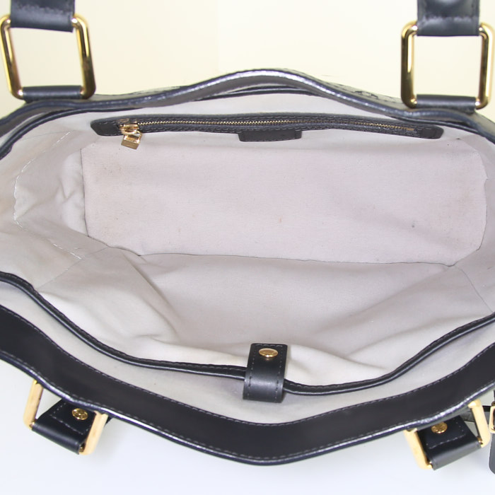 Sac cabas Louis Vuitton Lucille en tissu monogram bleu-gris et cuir bleu-foncé - Detail D2