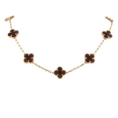 Collar Van Cleef Arpels Alhambra Vintage en oro rosa y madera de serpiente