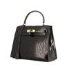 Hermès Kelly handbag in black porosus crocodile - 00pp thumbnail