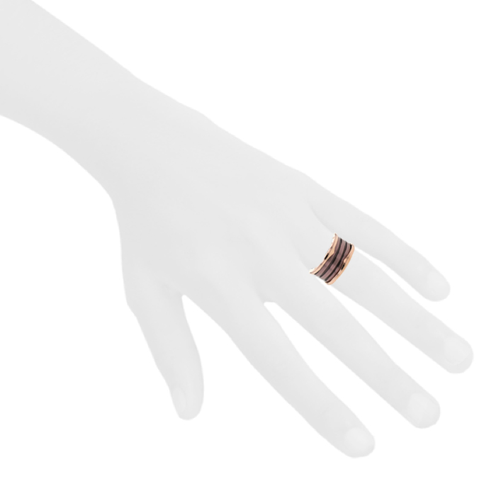 Bague Bulgari B.Zero1 moyen modèle en or rose et métal bronze - Detail D1