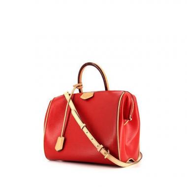 Louis Vuitton Doc handbag in red epi leather and natural leather