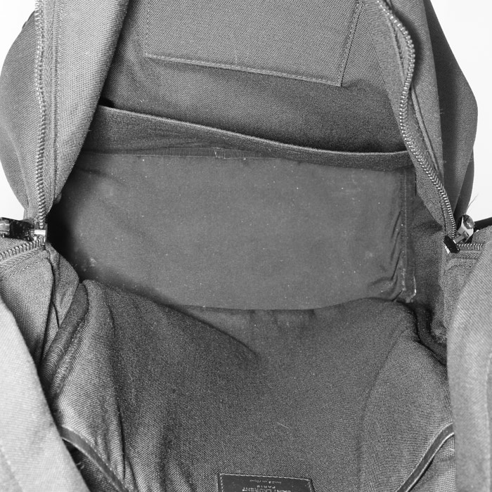Mochila Saint Laurent City en lona negra y cuero negro - Detail D2