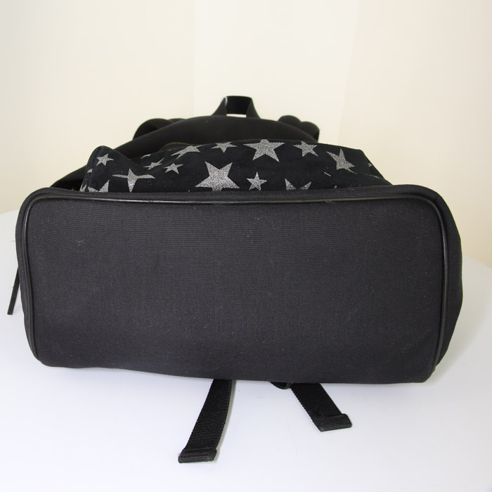 Mochila Saint Laurent City en lona negra y cuero negro - Detail D4