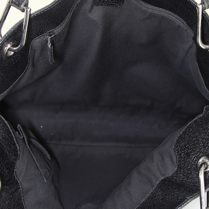 Gucci Eclipse shopping bag in monogram canvas and black leather - Detail D2