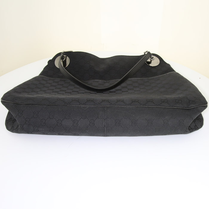 Gucci Eclipse shopping bag in monogram canvas and black leather - Detail D4