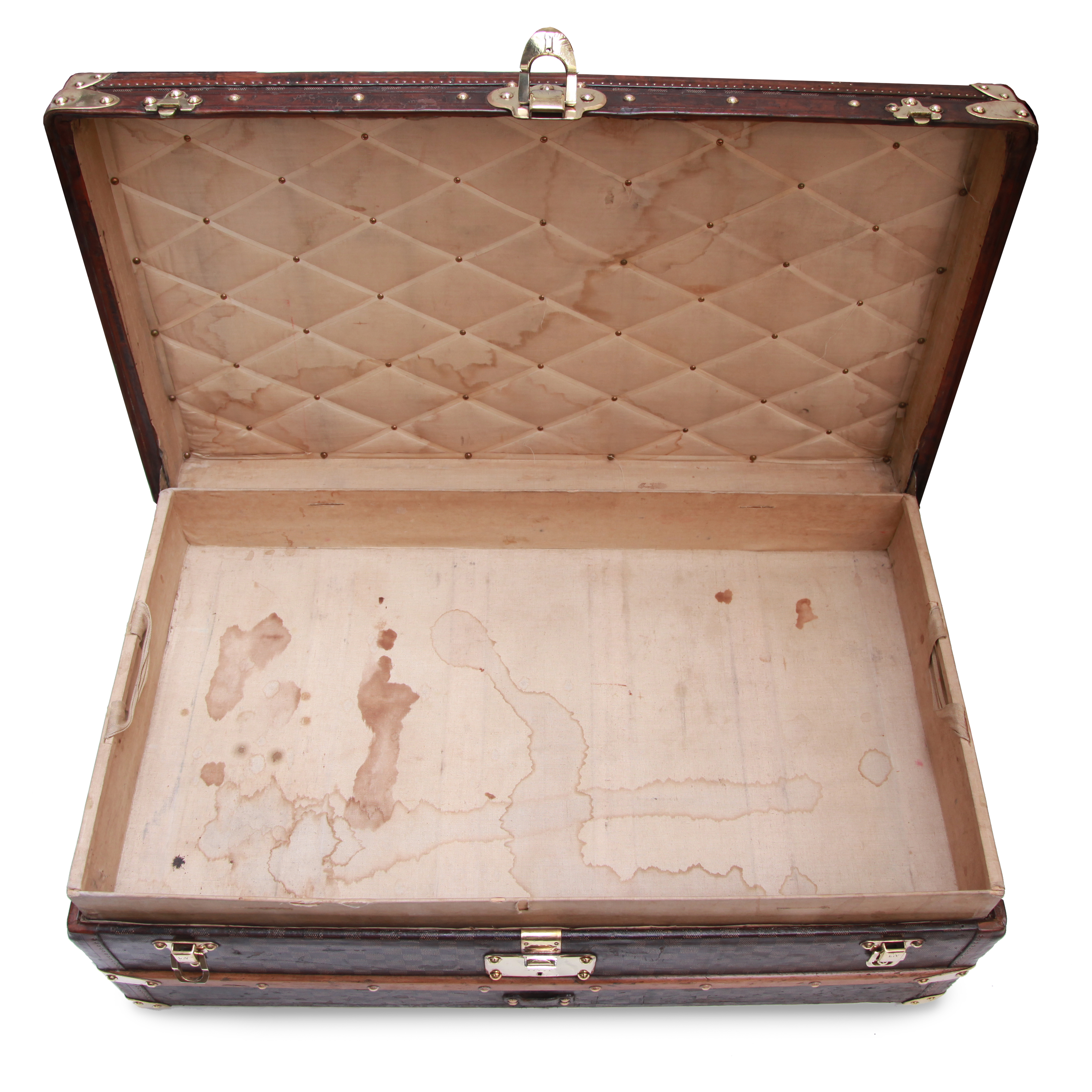 Louis Vuitton Malle Cabine trunk in damier canvas and natural leather - Detail D2
