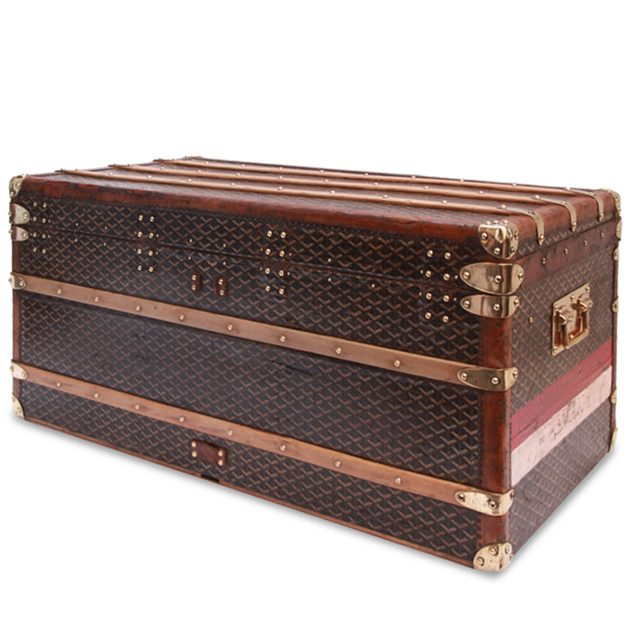 Goyard mail trunk in Goyard canvas and natural leather - Detail D1