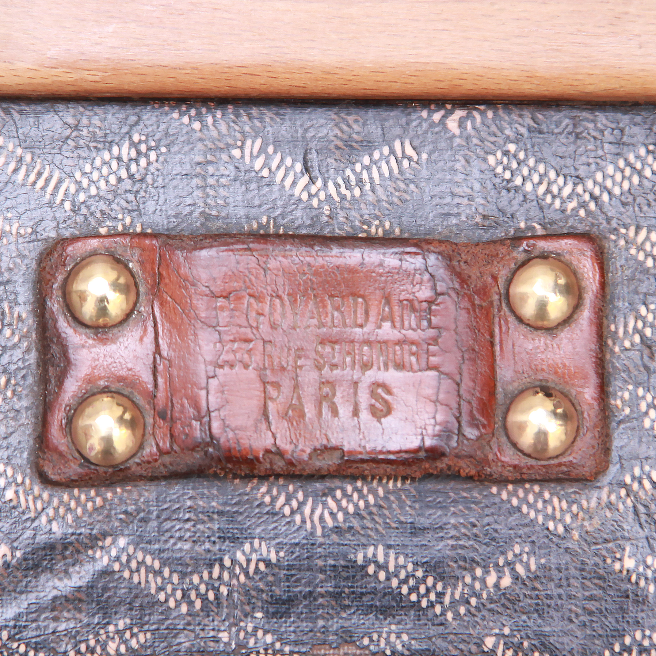 Goyard mail trunk in Goyard canvas and natural leather - Detail D3