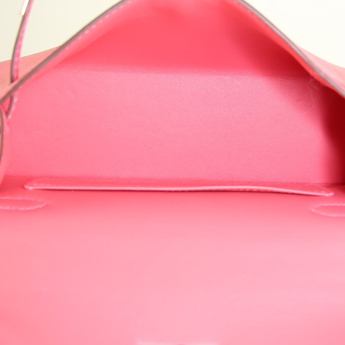 Hermes Kelly 20 cm small model handbag in Rose Lipstick leather - Detail D3