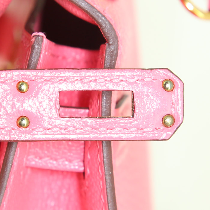 Borsa Hermes Kelly 20 cm modello piccolo in pelle Rose Lipstick - Detail D5