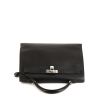Hermes Kelly 40 cm handbag in black grained leather - 360 Front thumbnail