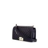 Chanel Boy shoulder bag in blue quilted leather - 00pp thumbnail
