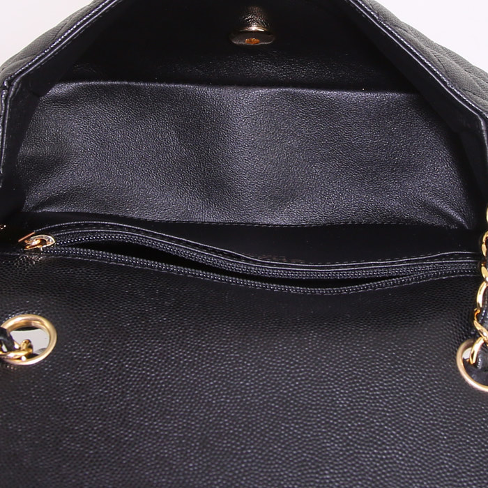 Borsa a tracolla Chanel Timeless modello piccolo in pelle martellata e trapuntata nera - Detail D2