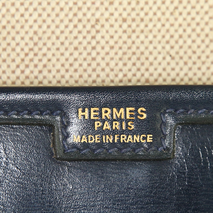 Pochette Hermes Jige, 1979, en cuir box bleu - Detail D3
