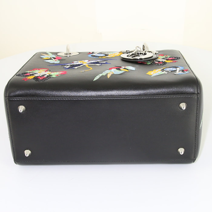 Borsa Dior Lady Dior in pelle nera con decoro di animali - Detail D5