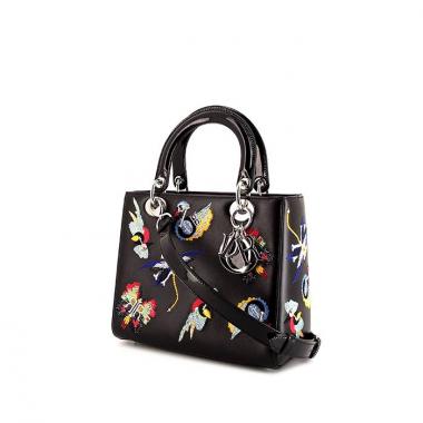 Bolso de mano Dior Lady Dior en cuero negro