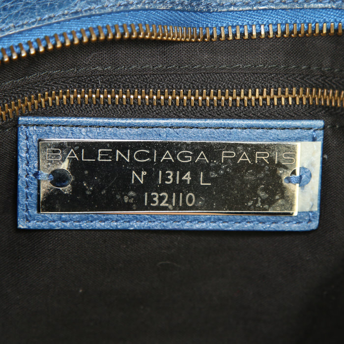 Sac 24 heures Balenciaga Classic City en cuir bleu - Detail D3