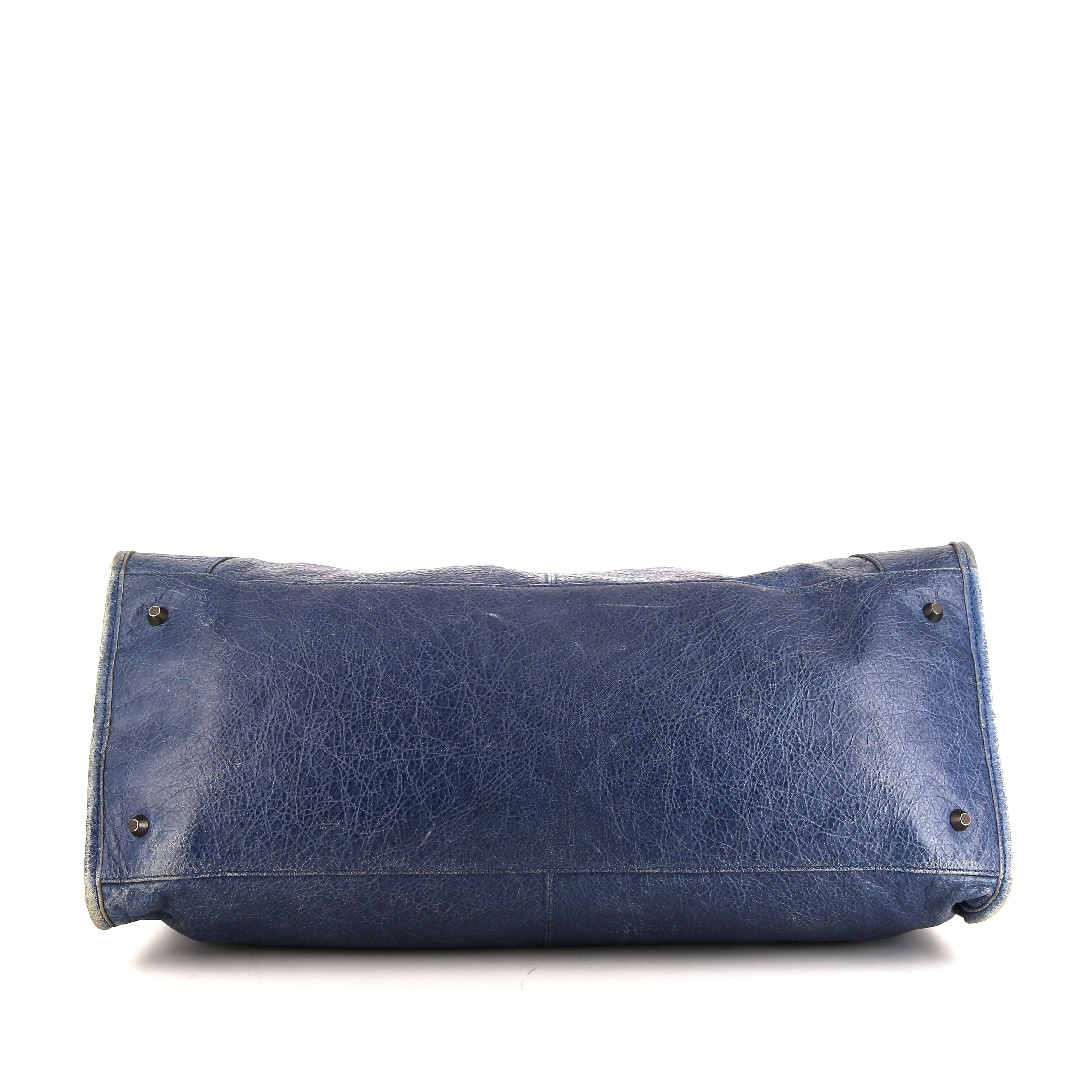 Sac 24 heures Balenciaga Classic City en cuir bleu - Detail D4