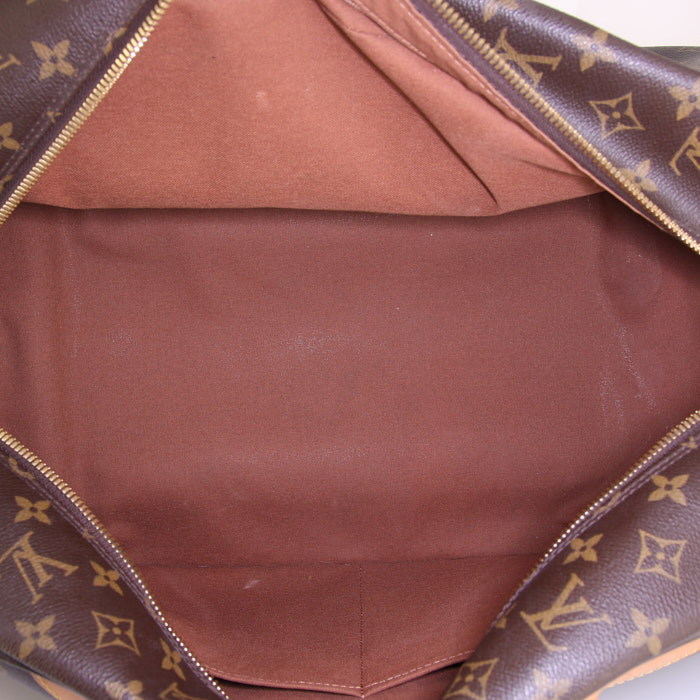 Borsa da viaggio Louis Vuitton Eole in tela monogram cerata marrone e pelle naturale - Detail D3