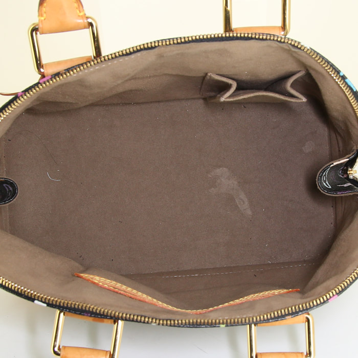 Sac à main Louis Vuitton Alma petit modèle en toile monogram enduite multicolore et cuir naturel - Detail D2