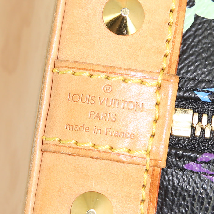 Sac à main Louis Vuitton Alma petit modèle en toile monogram enduite multicolore et cuir naturel - Detail D3