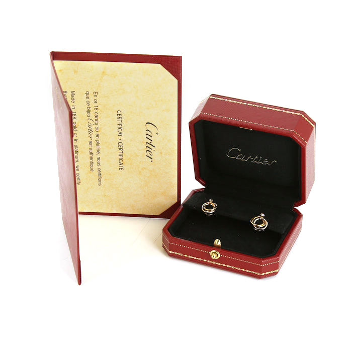 Cartier Trinity earrings in 3 golds and diamonds - Detail D2