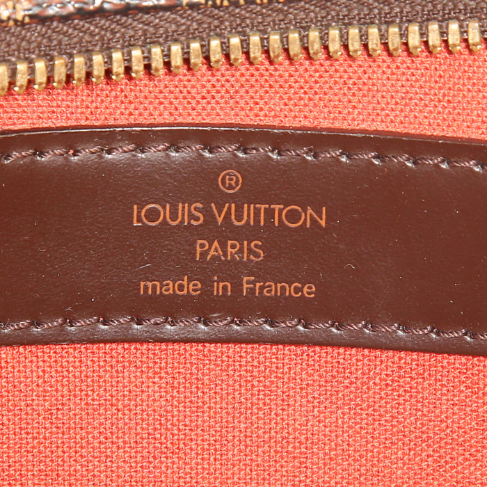 Louis Vuitton Naviglio shoulder bag in ebene damier canvas and brown leather - Detail D3