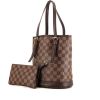 Louis Vuitton Bucket shopping bag in brown damier canvas and brown leather - 00pp thumbnail