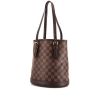 Louis Vuitton Bucket shopping bag in brown damier canvas and brown leather - 00pp thumbnail