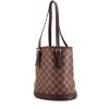 Shopping bag Louis Vuitton petit Bucket in tela a scacchi marrone e pelle marrone - 00pp thumbnail