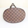 Louis Vuitton petit Bucket shopping bag in brown damier canvas and brown leather - Detail D4 thumbnail
