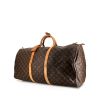 Borsa da viaggio Louis Vuitton  Keepall 60 in tela monogram marrone e pelle naturale - 00pp thumbnail