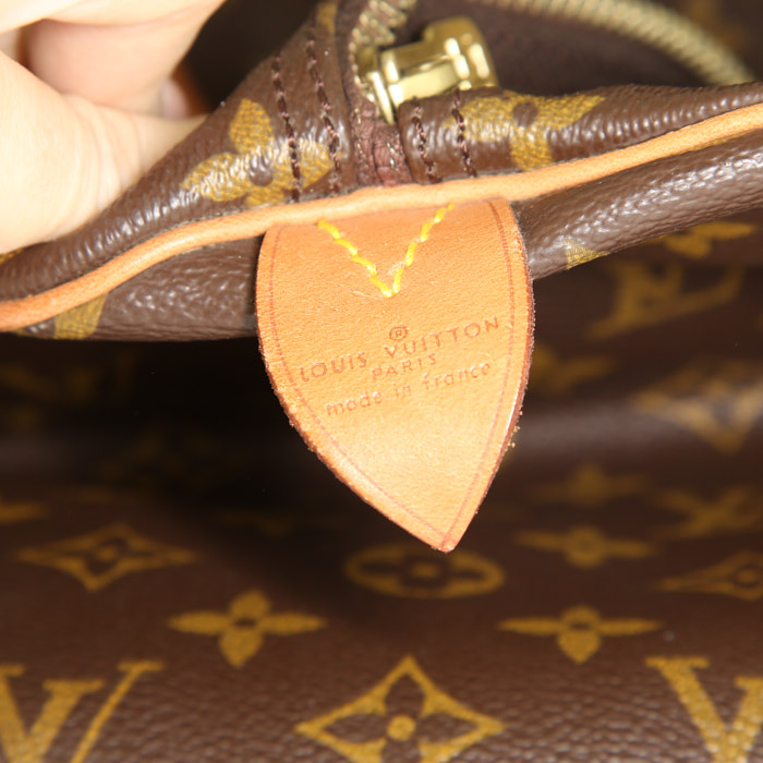 Louis Vuitton  Keepall 60 travel bag  in brown monogram canvas  and natural leather - Detail D3