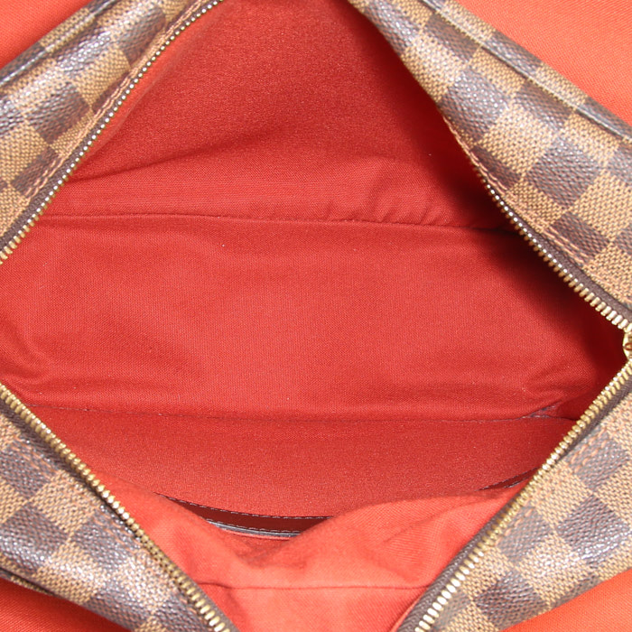 Louis Vuitton Naviglio shoulder bag in brown damier canvas and brown leather - Detail D2