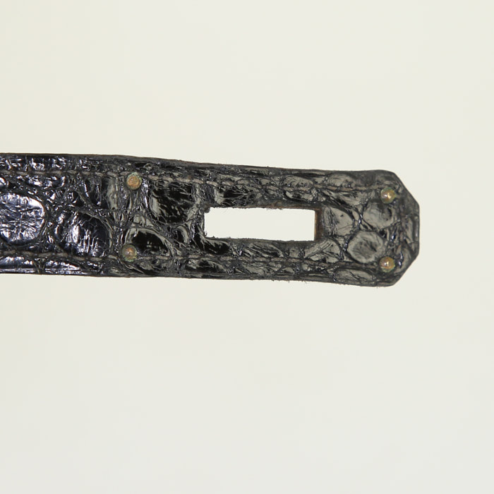 Hermes Kelly 28 cm bag worn on the shoulder or carried in the hand in black porosus crocodile - Detail D4