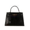Hermes Kelly 32 cm handbag in black porosus crocodile - 360 thumbnail