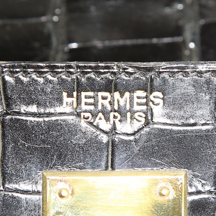 Hermes Kelly 32 cm handbag in black porosus crocodile - Detail D3