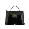 Porte-documents Hermès Vintage en cuir noir et lézard vert - 360 thumbnail