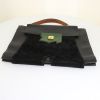 Hermès Vintage briefcase in black leather and green lizzard - Detail D4 thumbnail