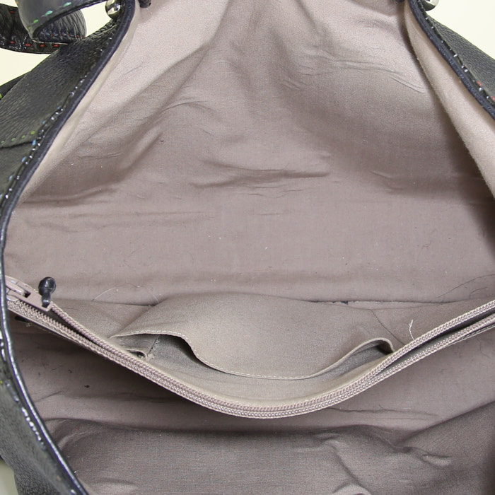 Renaud Pellegrino handbag in navy blue leather - Detail D2