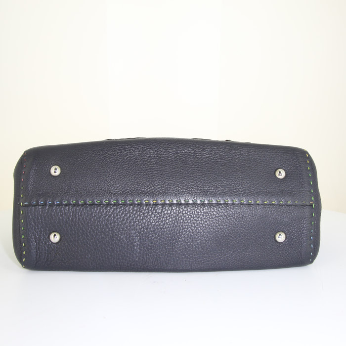 Renaud Pellegrino handbag in navy blue leather - Detail D4