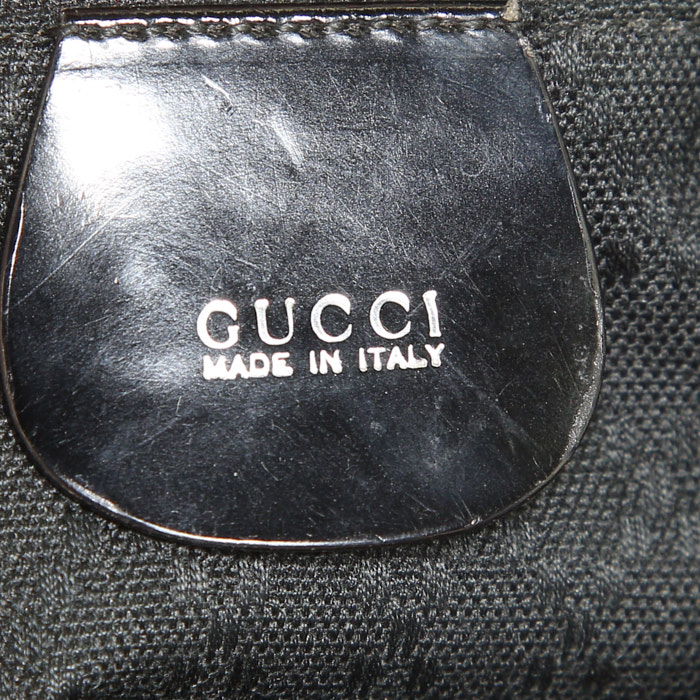 Gucci Bamboo handbag in black canvas - Detail D4