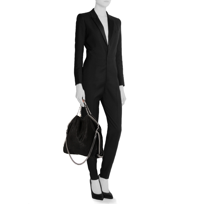 Bolso de mano Stella McCartney Falabella en lona negra - Detail D1