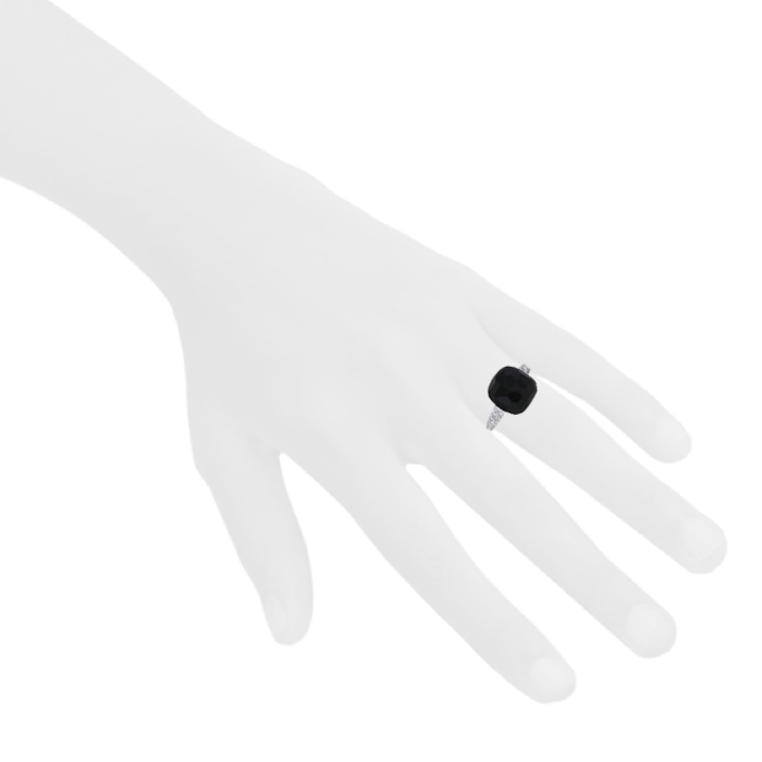 Pomellato Capri ring in white gold,  jet and diamonds - Detail D1