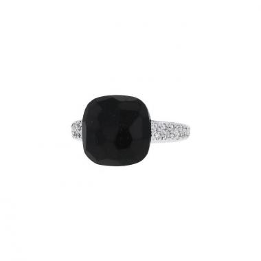 Anello Pomellato Capri in oro bianco,  jais e diamanti