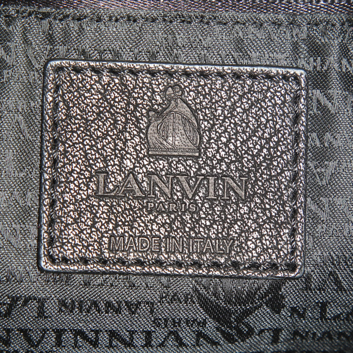 Lanvin Happy handbag in black grained leather - Detail D3