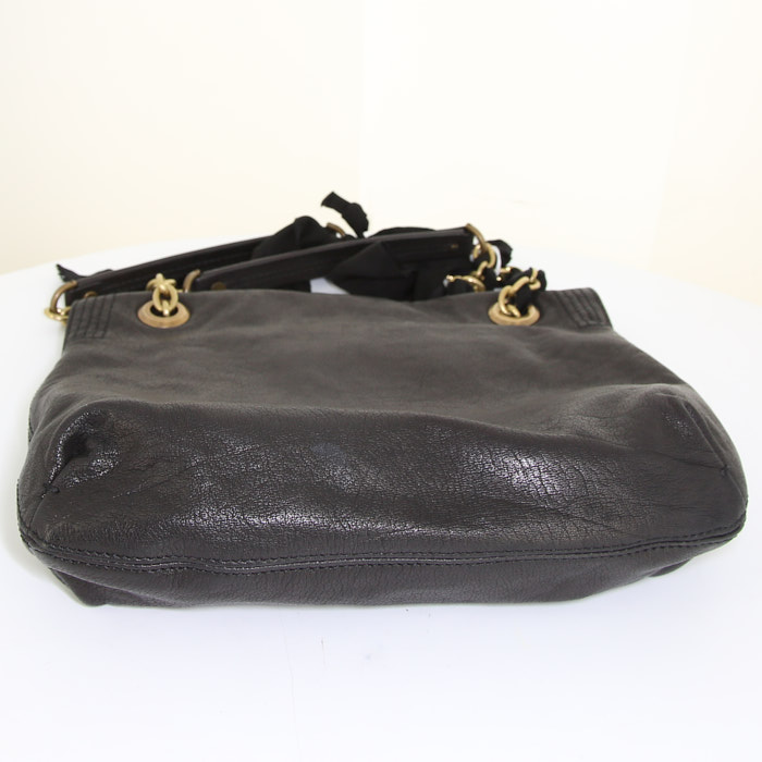 Lanvin Happy handbag in black grained leather - Detail D4