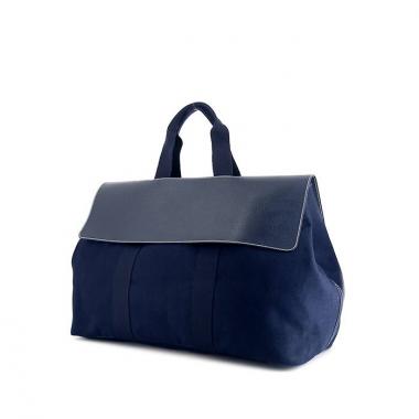 Borsa da viaggio Hermès Valparaiso in tela blu e pelle blu