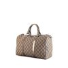 Gucci Joy Boston handbag in beige logo canvas and silver patent leather - 00pp thumbnail