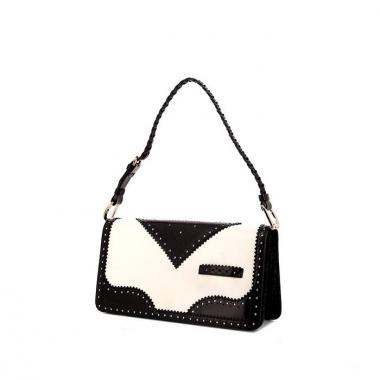 Bolso de mano Dior D'Trick en cuero bicolor negro y blanco
